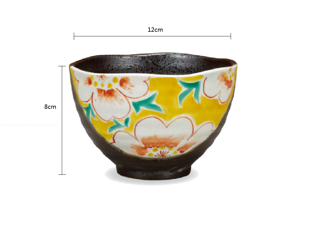 2023216/2023217 Kutani-Ware Garden/Yellow Flower 12*8cm Small Bowl