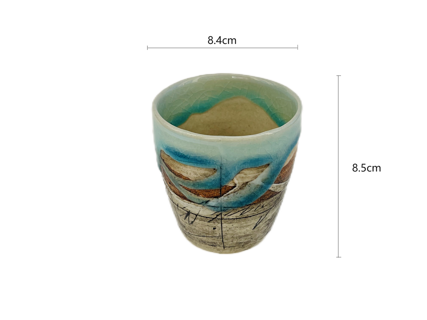 2023304/2023305/2023306 Pink/Sky Blue/Dark Blue Shan Lu Handmade Cup 8.4*8.5cm