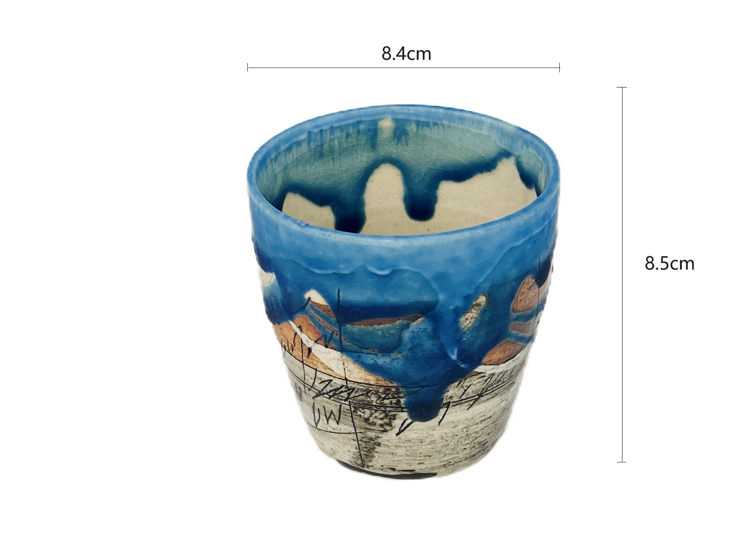 2023304/2023305/2023306 Pink/Sky Blue/Dark Blue Shan Lu Handmade Cup 8.4*8.5cm