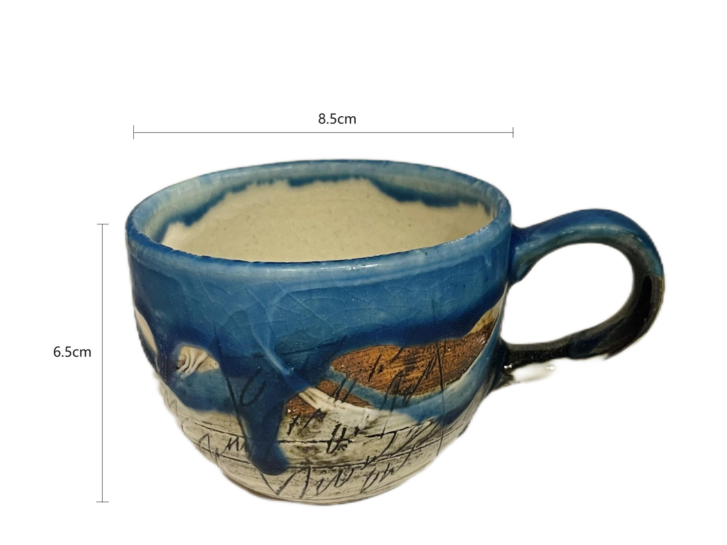 2023310/2023311/2023312 Pink/Sky Blue/Dark Blue Handmade Cup 8.5*6.5cm