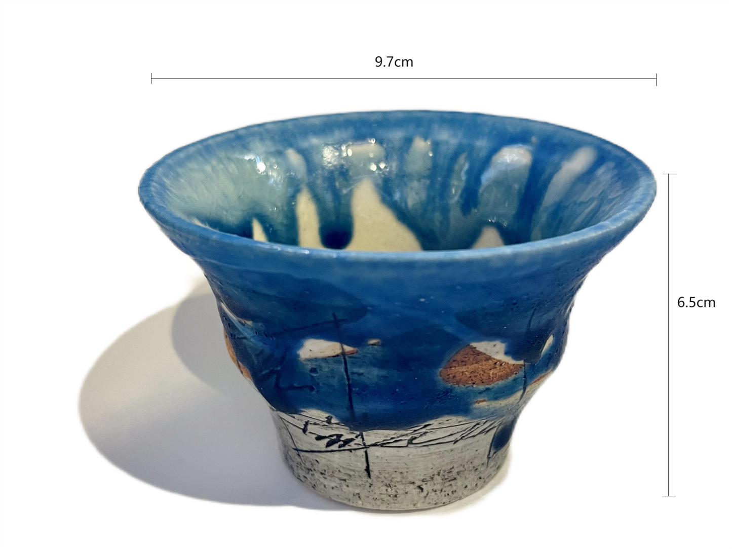 2023313/2023314/2023315 Pink/Sky Blue/Dark Blue Big Open Handmade Cup 9.7*6.5cm