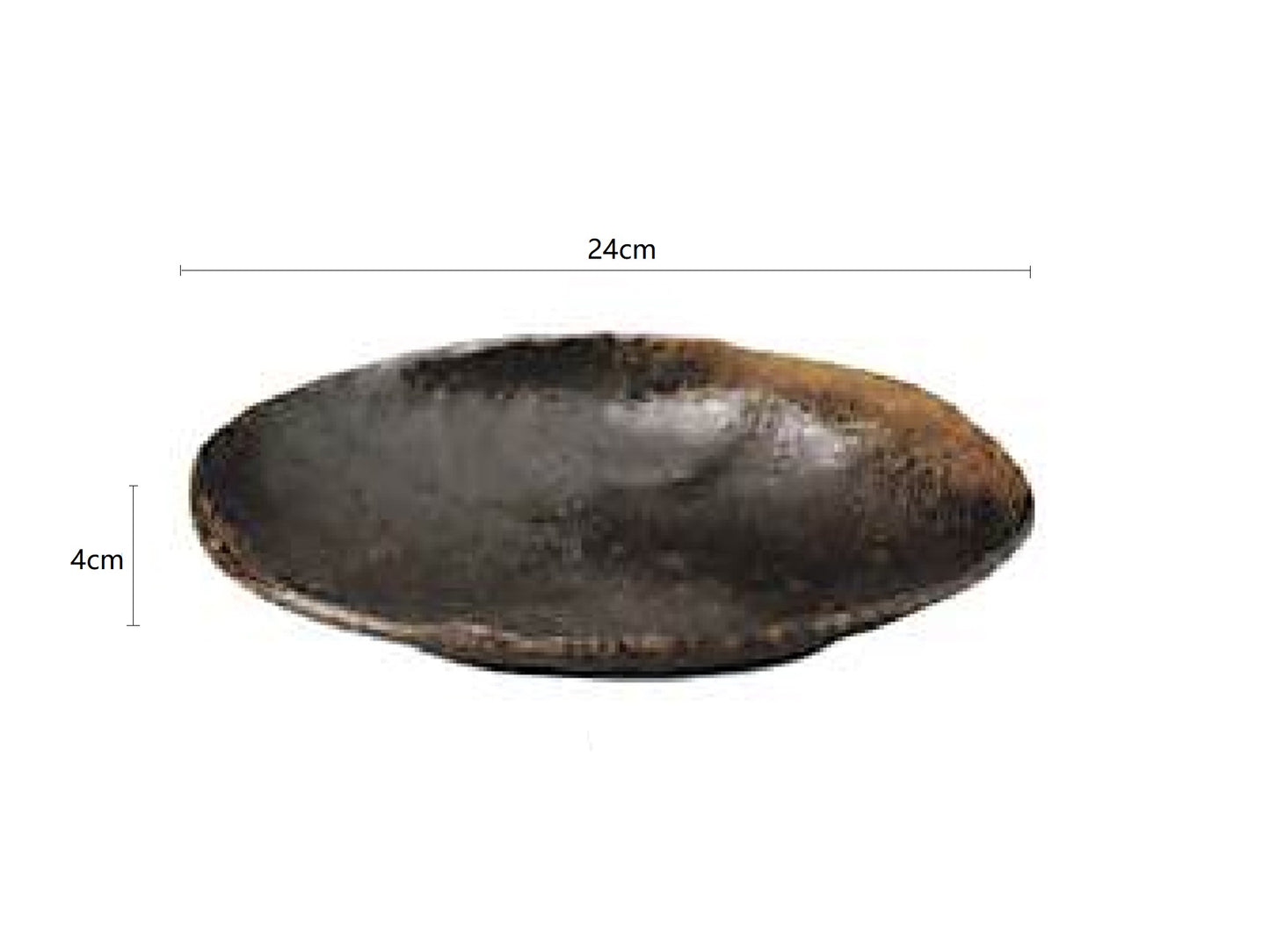 2023395 Xiao He Deep Black Oval Plate 17*24*4cm