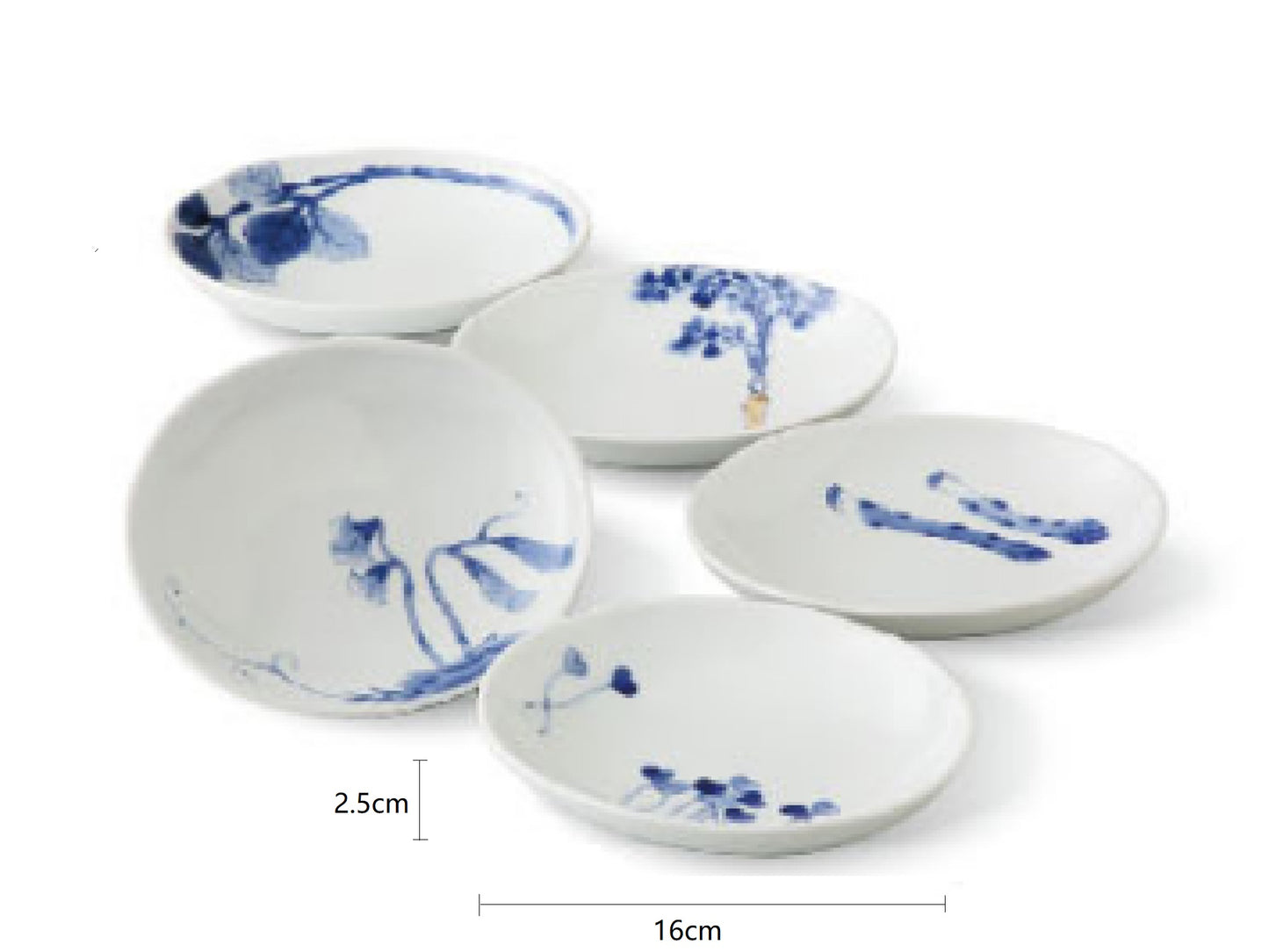 2023422set Ran Xun Cai Small Oval Plate 16*13*2.5cm 5Pcs/Unit