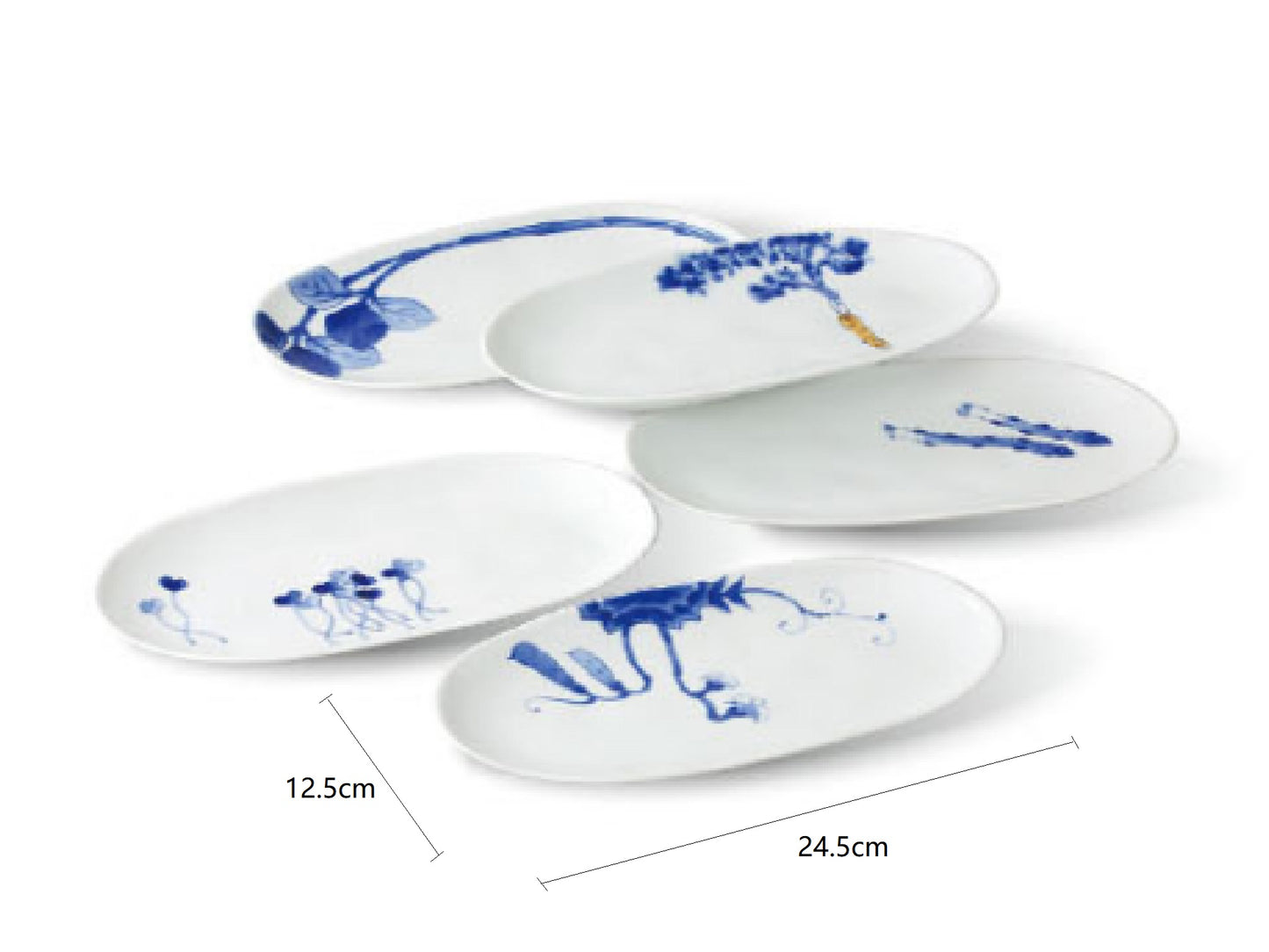 2023423set Ran Xun Cai Big Oval Plate 24.5*12.5*2.5cm 5Pcs/Unit