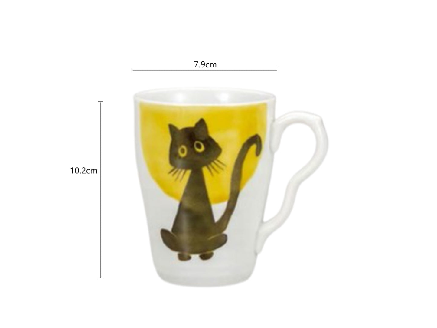 2024450 Kutani-Ware Morning Sun Black Cat Mug 7.9*10.2cm