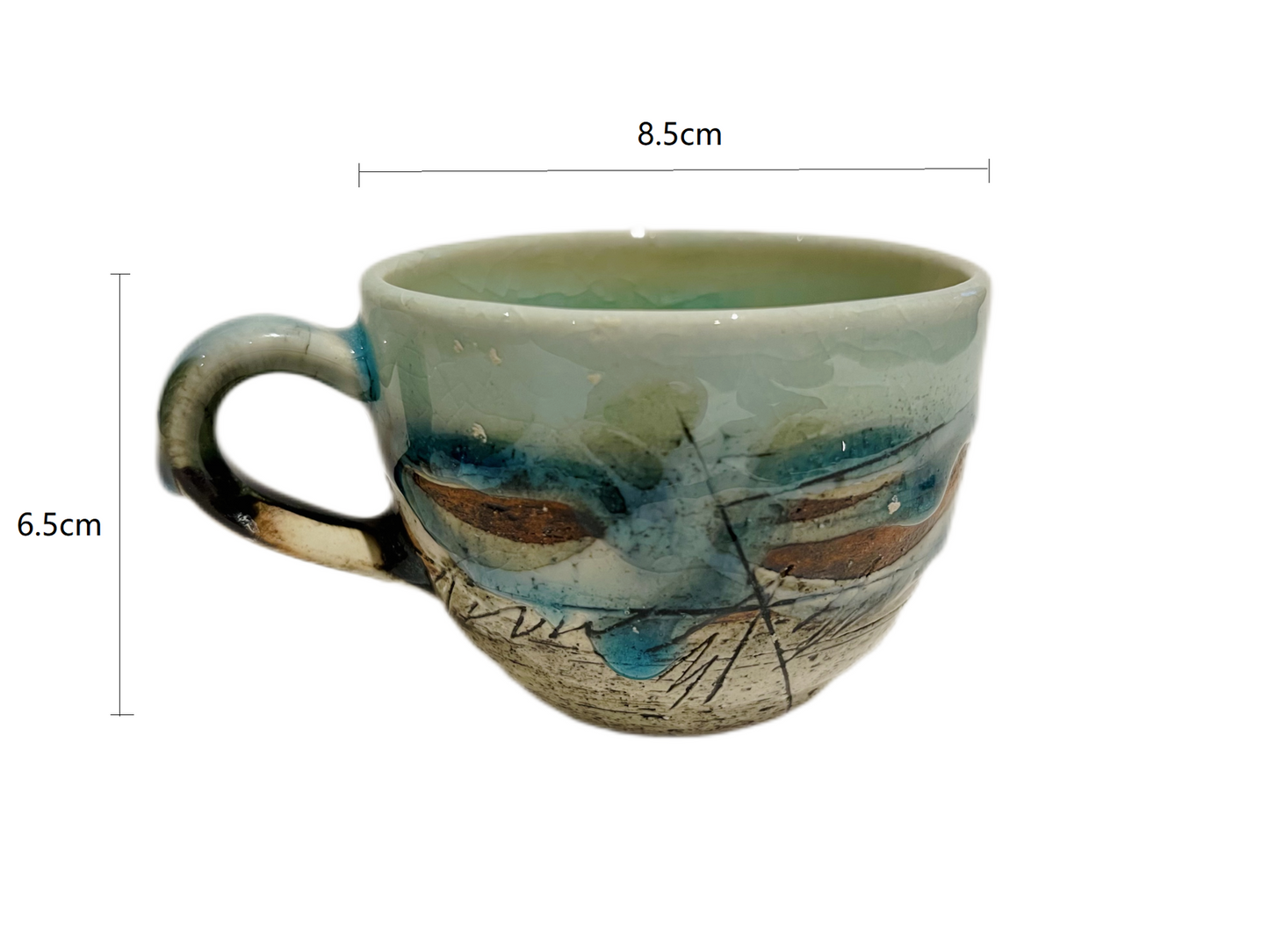 2023310/2023311/2023312 Pink/Sky Blue/Dark Blue Handmade Cup 8.5*6.5cm