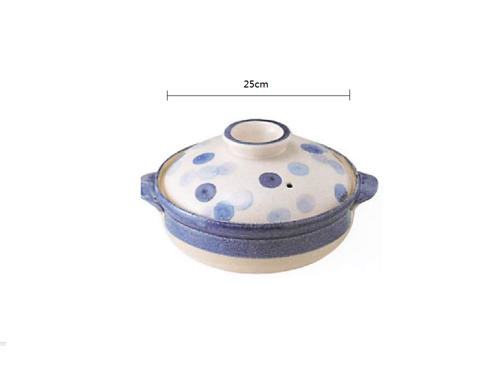 2023227/2023228 Banko Yaki Blue Dot No.8/No.7 Deep Pot Set