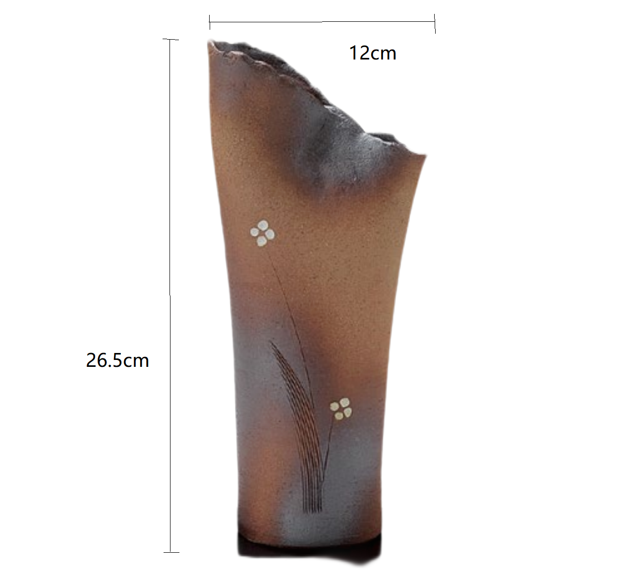 SP3023116 Brown Oblique Flower Pattern Handmade Vase 12*7.5*26.5cm
