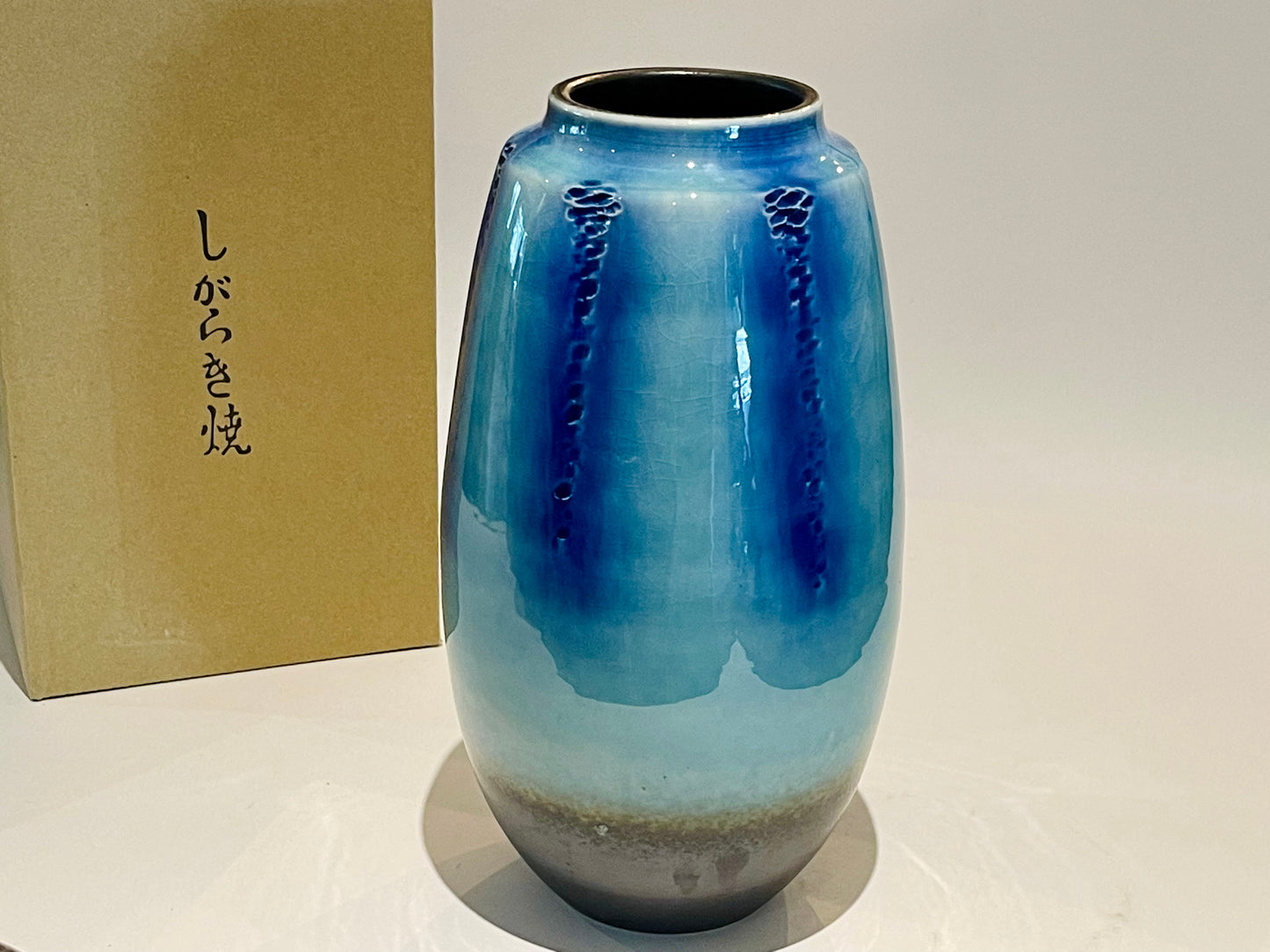 SP3023124 Shigaraki Yaki Blue Handmade Long Vase 15*27cm With Gift Box