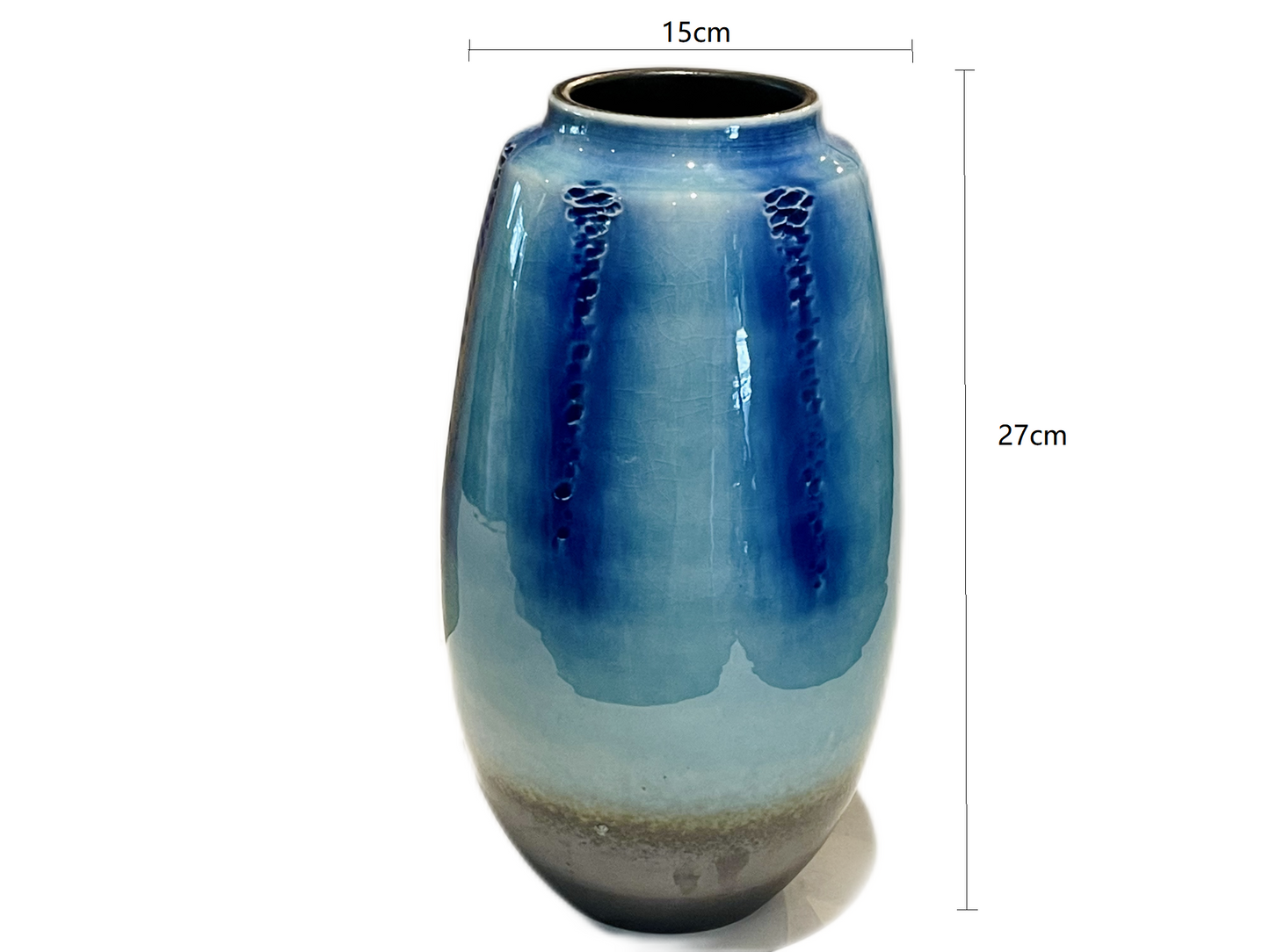 SP3023124 Shigaraki Yaki Blue Handmade Long Vase 15*27cm With Gift Box