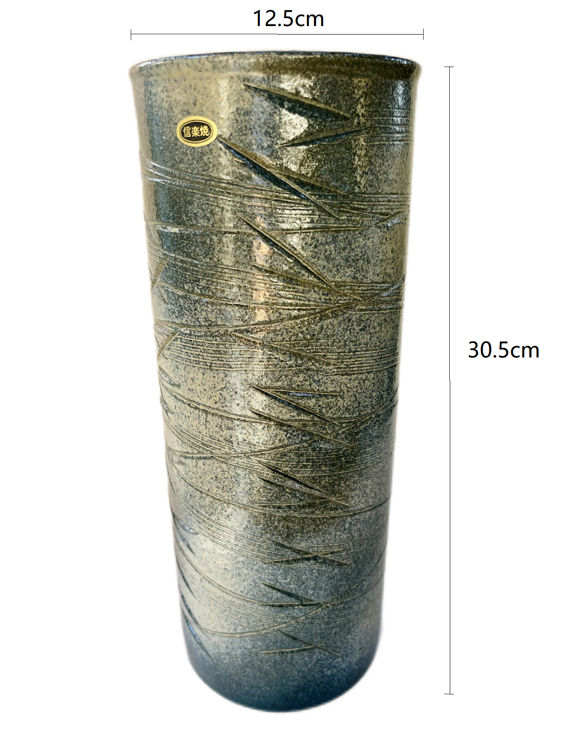 SP3023128 Shigaraki Yaki Dark Blue Triangular Handmade Cylindrical Vase 12.5*30.5cm