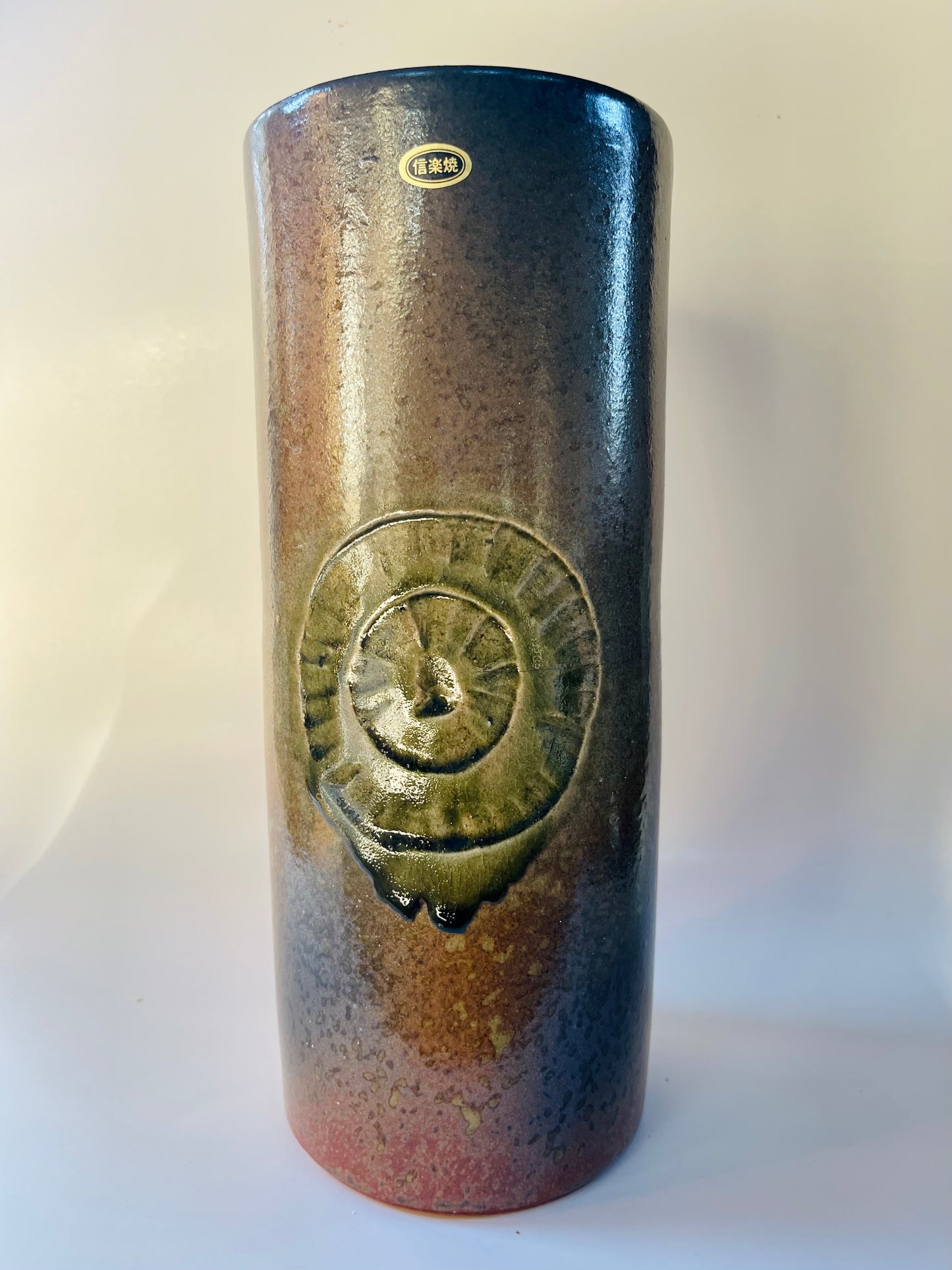 SP3023129 Shigaraki Yaki Deep Red Circle Handmade Cylindrical Vase 13*31cm