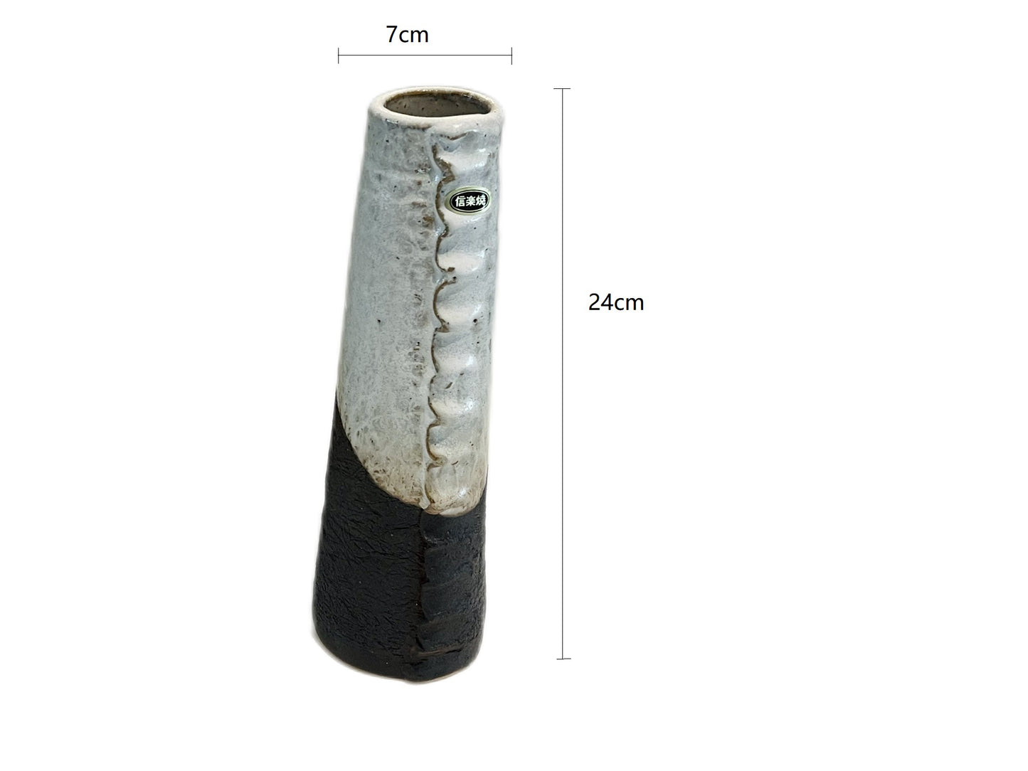 SP3023132 Shigaraki Yaki Black And White Handmade Cone Vase 7*24cm With Gift Box