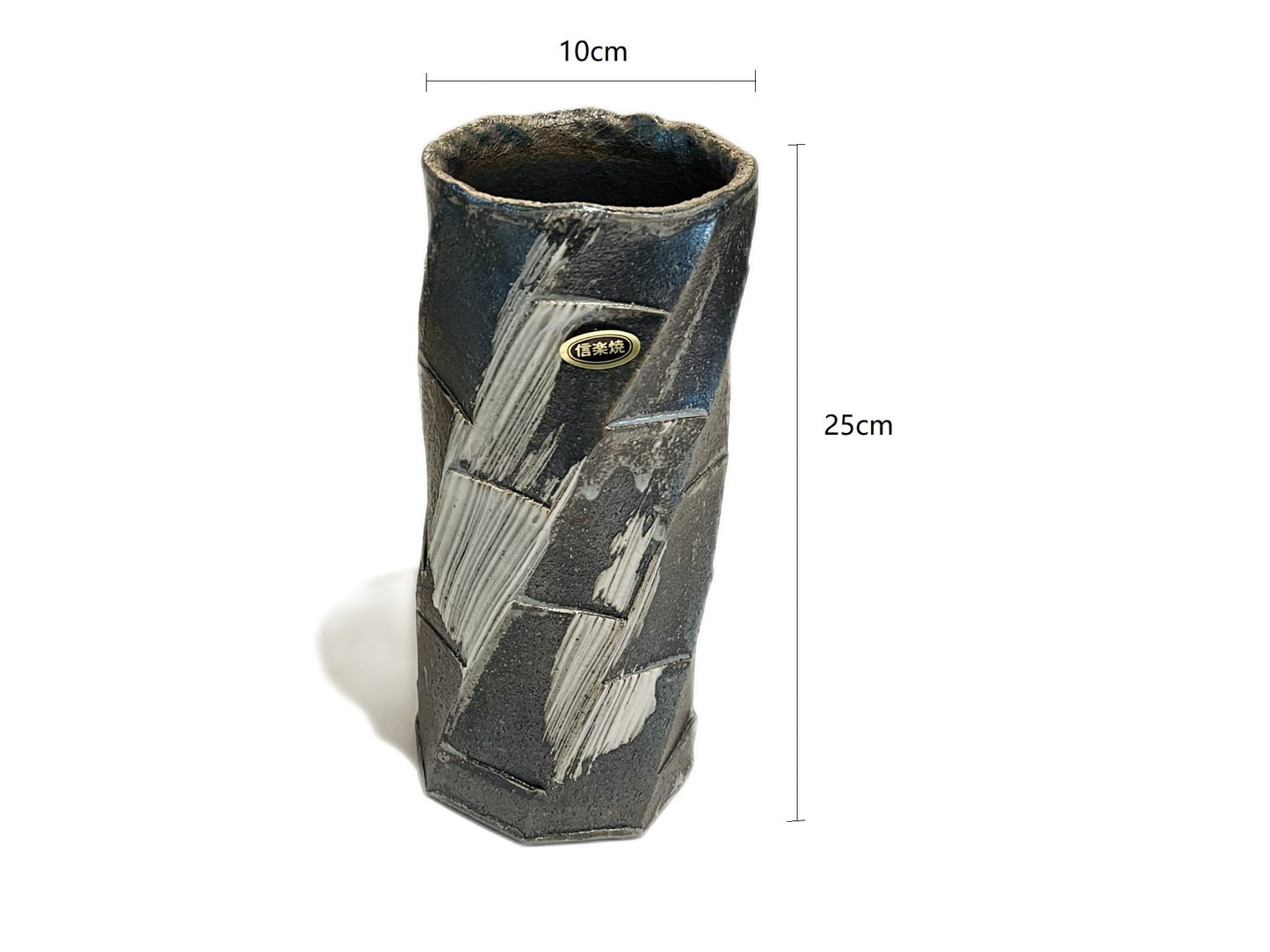 SP3023135 Shigaraki Yaki White Brushed Handmade Cylindrical Middle Vase 10*25cm With Gift Box