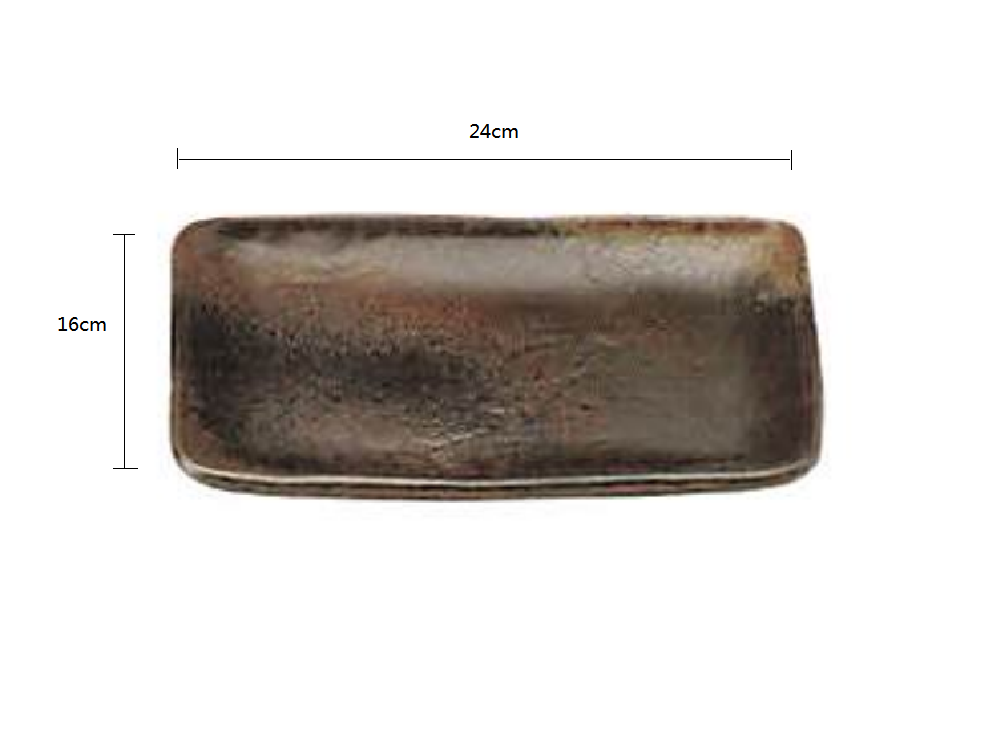 2023240 Xiao He Deep Black No.8 24*16cm Rectangular Plate