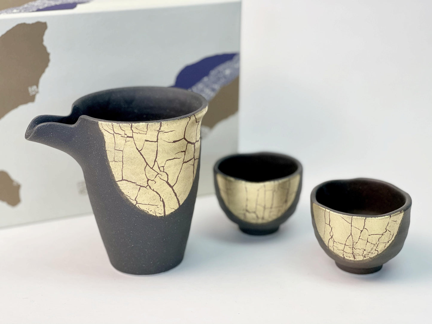 2023012 Kutani-Ware Evening Drink Gold Foil One Pot 280ml Two Cups 70ml