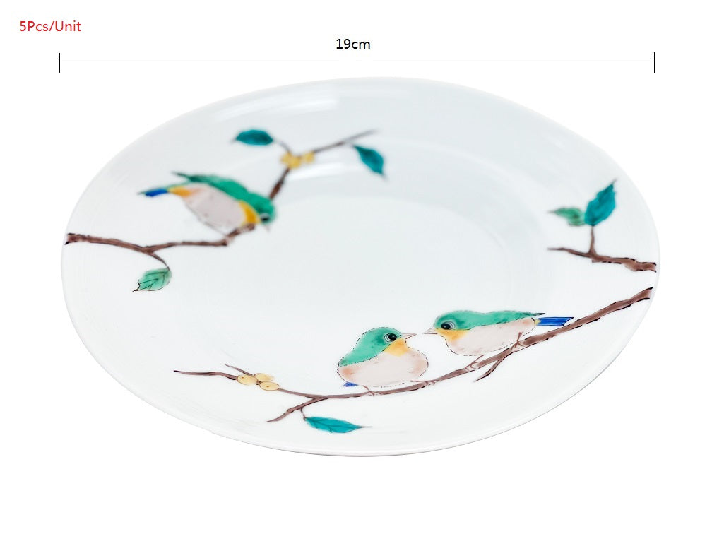 2023027 Kutani-Ware No.6 19cm Green Bird Dish