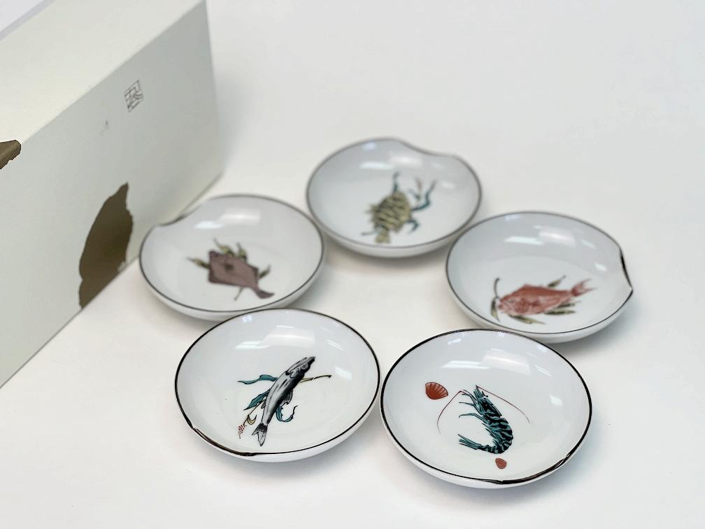 2023016set Kutani-Ware No.3 Fish Dish 5Pcs/Unit
