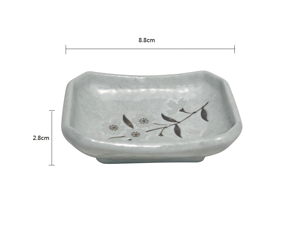 2023080 White Sakura 8.8*6.5*2.8cm Rectangular Dipping Dish