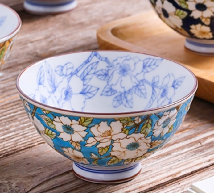 2023056/2023057/2023058/2023059/2023060 Camellia 11.5 * 6.5cm Small Bowl 1Pcs/Unit Blue/Pink/Cyan/Red/Yellow