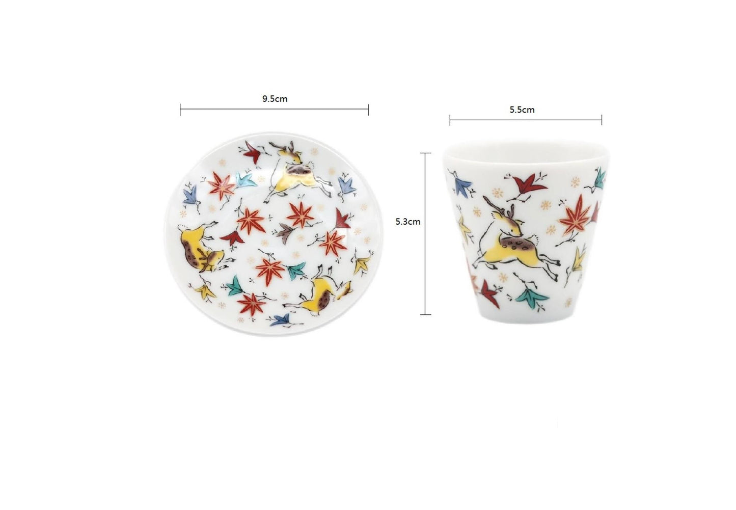 2023210 Kutani-Ware Deer And Red Leaves Inoguchi Cup Set