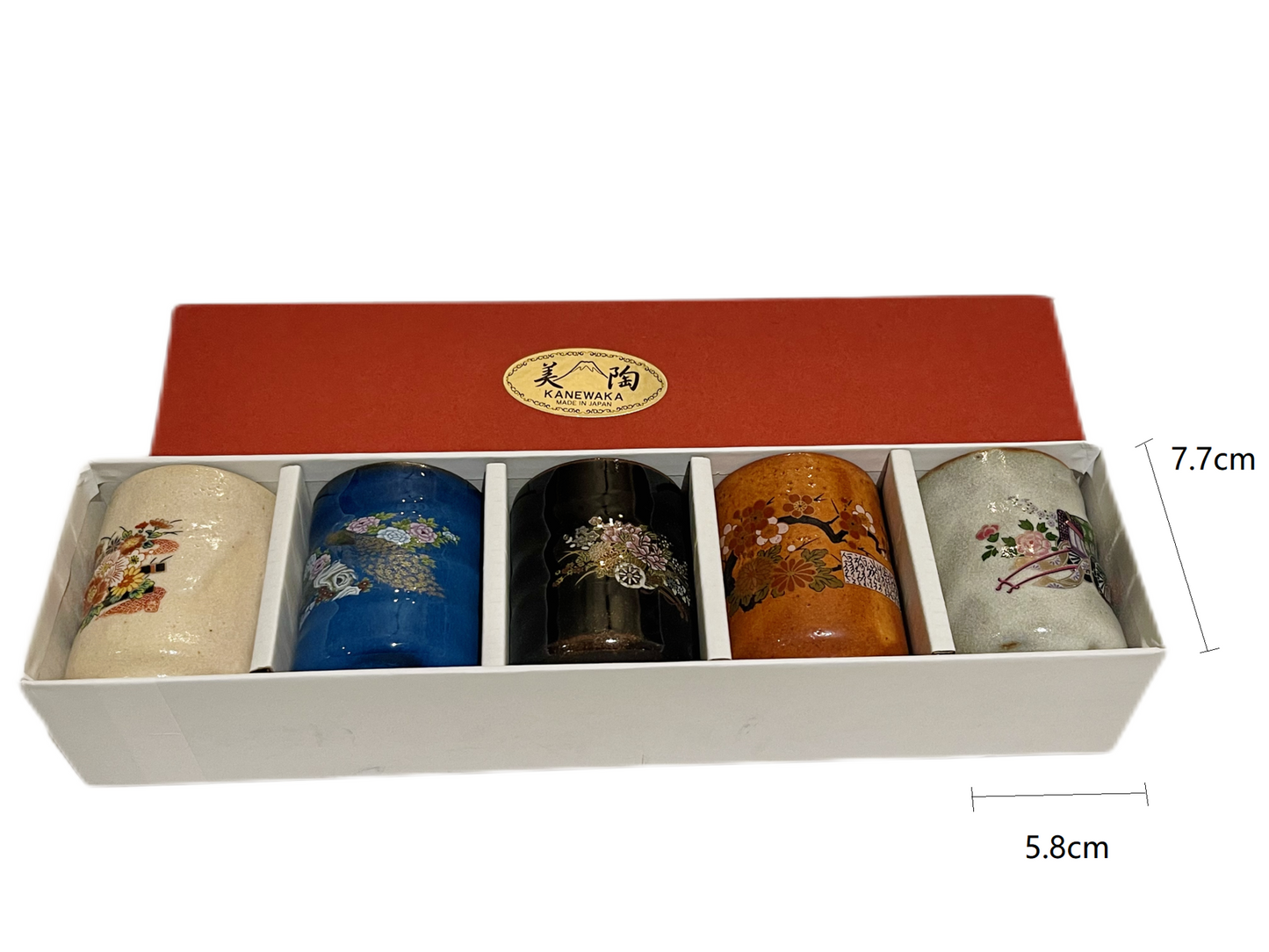 2023368set Peace Scroll Five Color Big Cups 5.8*7.7cm 5Pcs/Unit With Gift Box