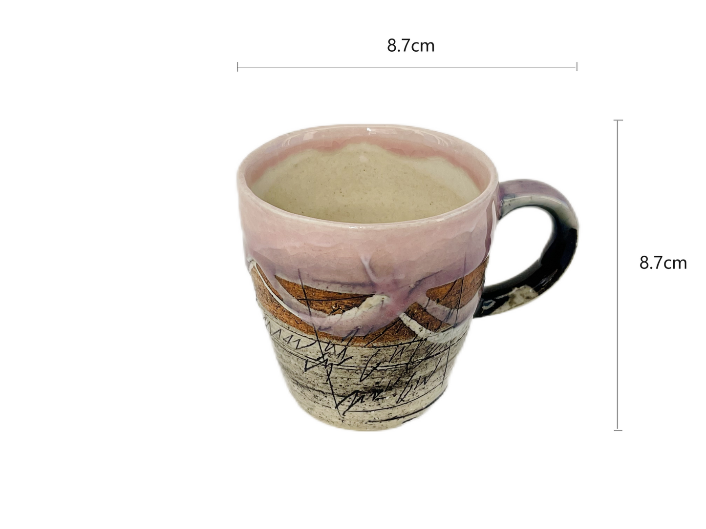 2023301/2023302/2023303 Pink/Sky Blue/Dark Blue Shan Lu Handmade Mug 8.7*8.7cm