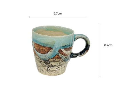 2023301/2023302/2023303 Pink/Sky Blue/Dark Blue Shan Lu Handmade Mug 8.7*8.7cm
