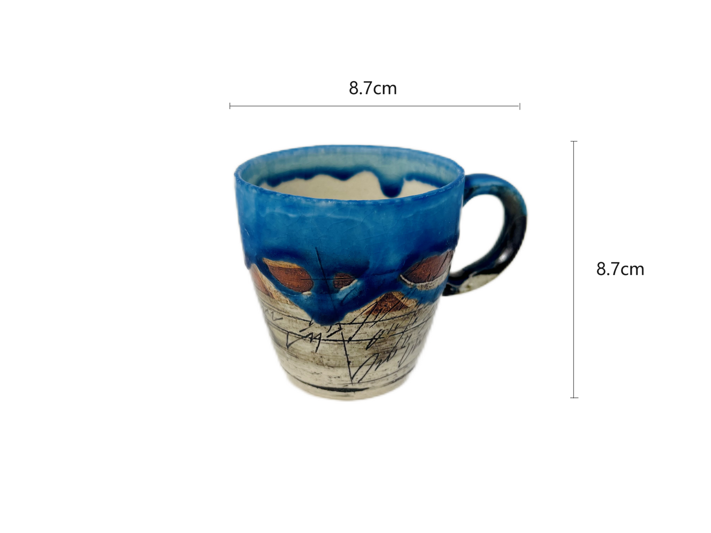 2023301/2023302/2023303 Pink/Sky Blue/Dark Blue Shan Lu Handmade Mug 8.7*8.7cm