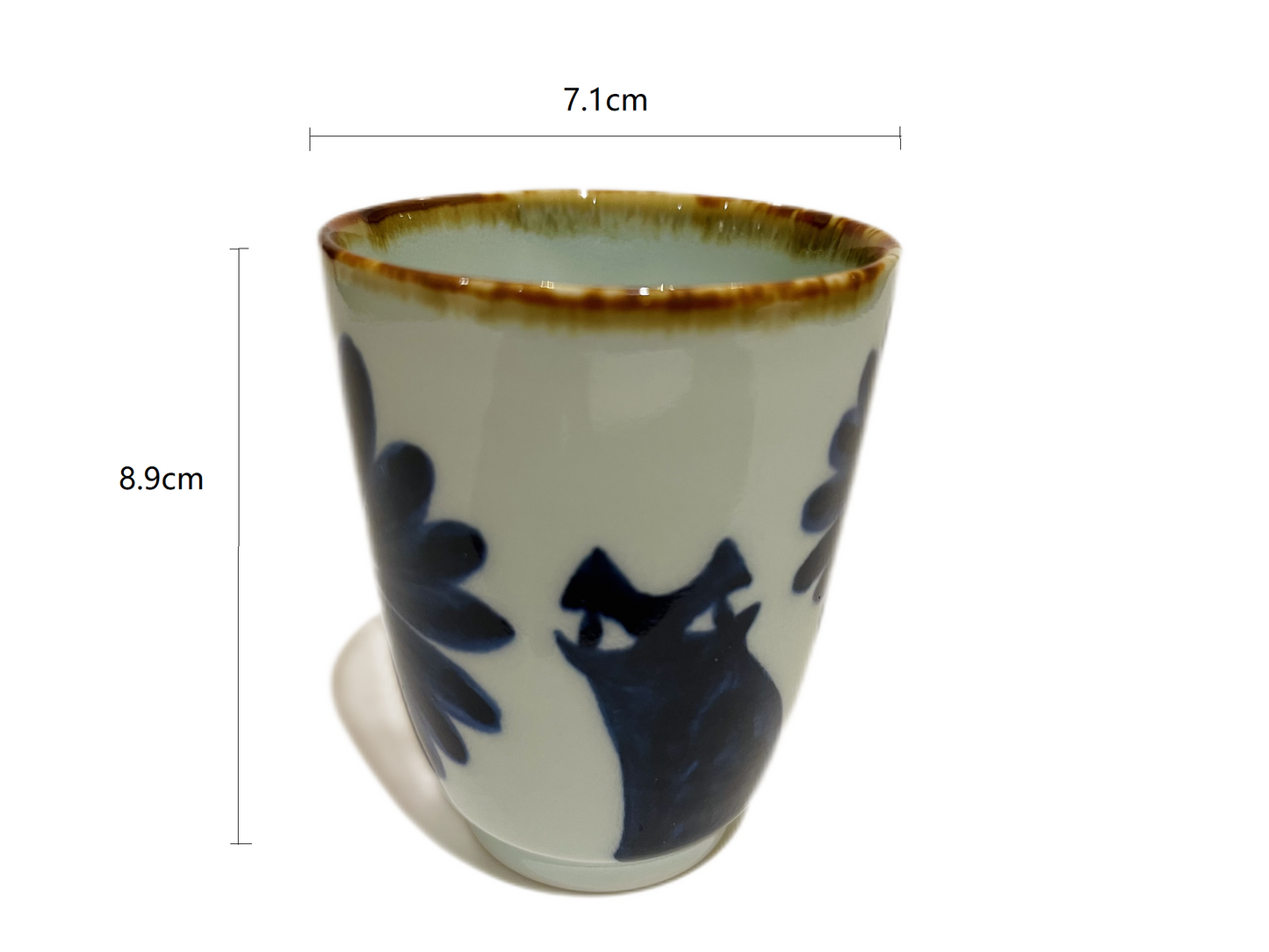 2023325 Blue Cat Handmade High Tea Cup 7.1*8.9cm