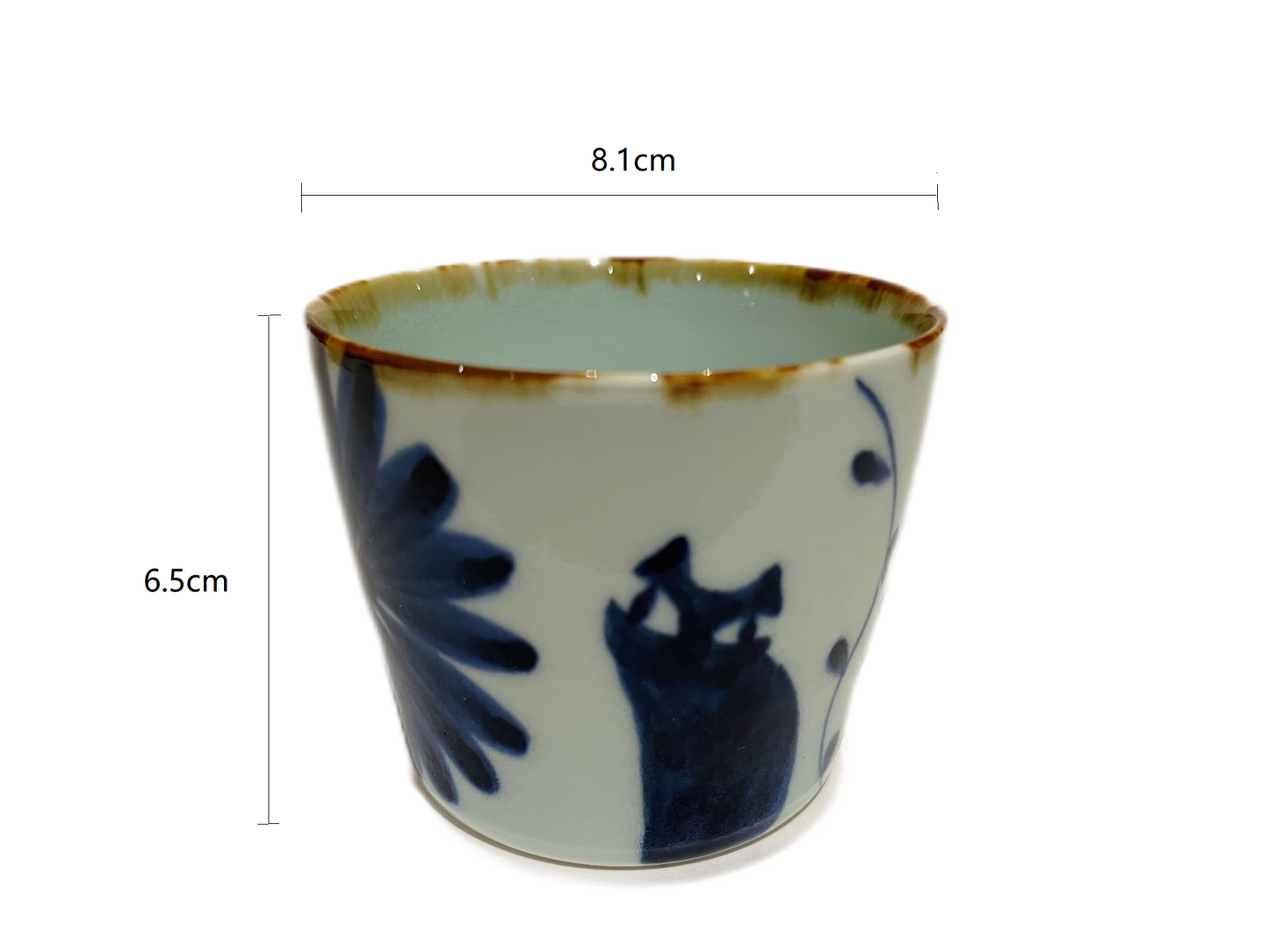 2023330 Blue Cat Handmade Low Tea Cup 8.1*6.5cm