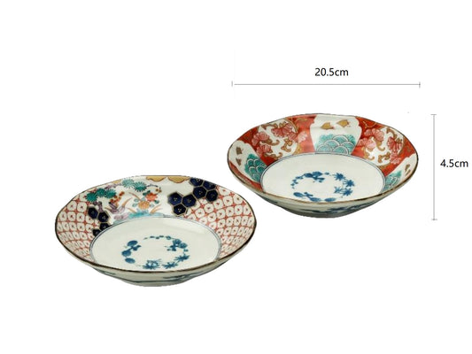 2023402set Ran Jin Gu Deep Plate 20.5*4.5㎝ 2Pcs/Unit With Gift Box