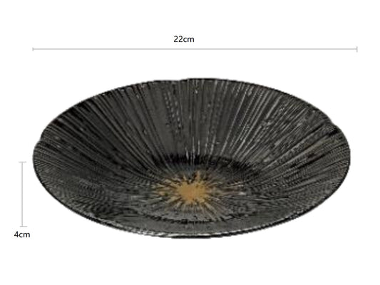 2023413 Qian Duan Lines Black Deep Plate 22*4cm