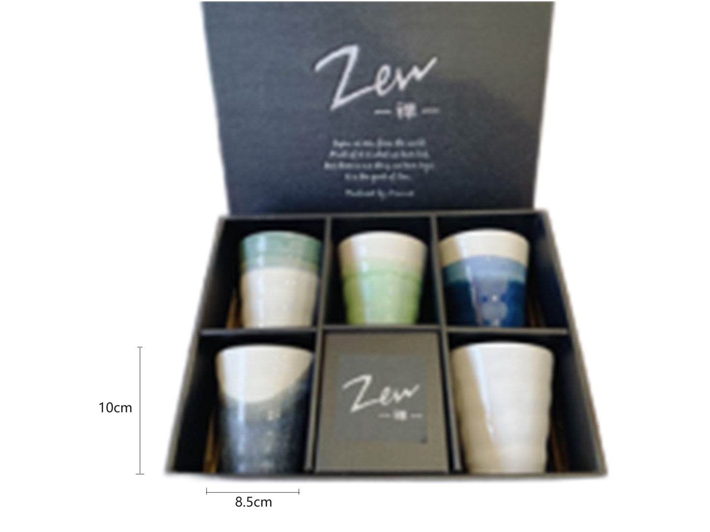 2024443set/2024444set Blue And Green/Glaze Zen Five Cups 8.5*10㎝ With Gift Box