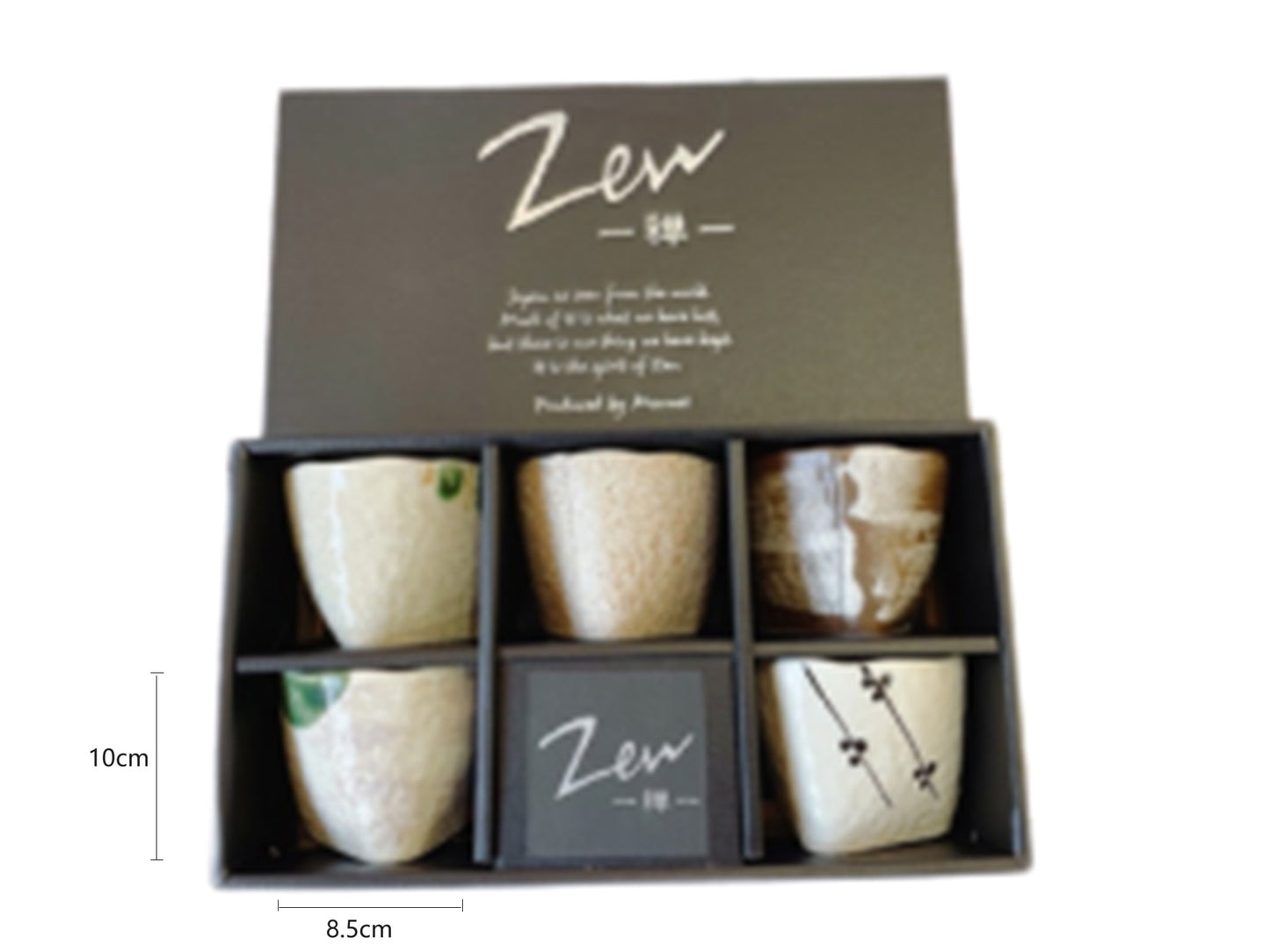 2024443set/2024444set Blue And Green/Glaze Zen Five Cups 8.5*10㎝ With Gift Box