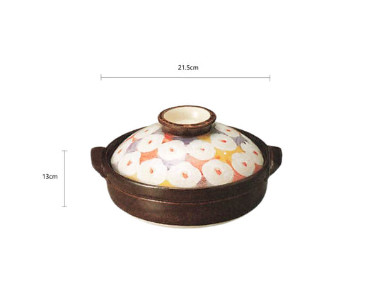 2024482/2024483 Banko Yaki Coloful Flower No.8/No.7 Deep Pot Set