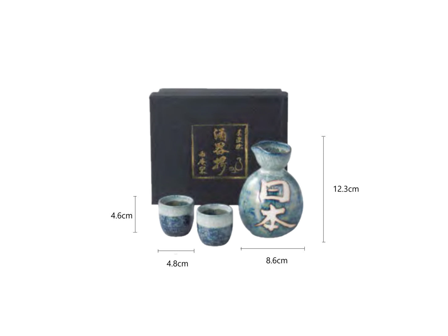 2025539set 3-31-12 Japan Blue One Pot 330ml Two Cup 45ml With Gift Box