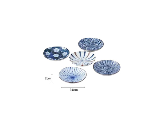 2025540set 3-37-2 Indigo Dyed Small Dish Set 9.8*2cm With Gift Box