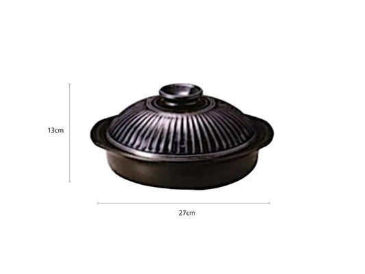 2025553 6-46081 Banko Yaki Black No.8 Deep Pot 25×27×13cm