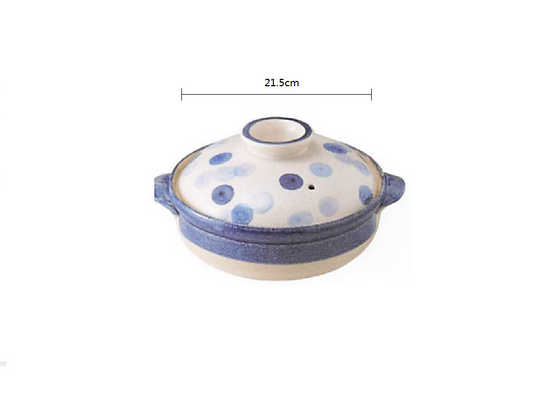 2023227/2023228 Banko Yaki Blue Dot No.8/No.7 Deep Pot Set