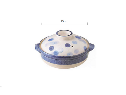 2023227/2023228 Banko Yaki Blue Dot No.8/No.7 Deep Pot Set