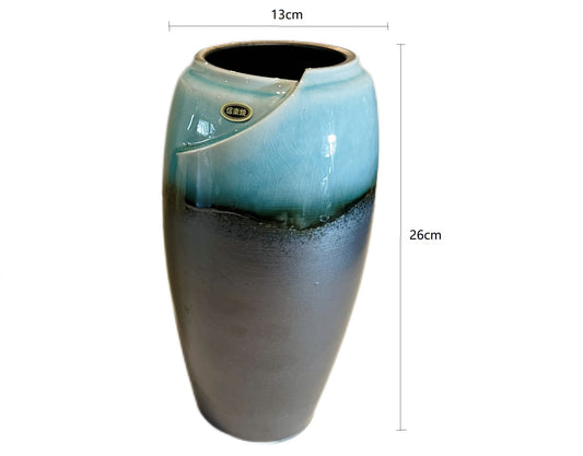 SP3023126 Shigaraki Yaki Light Blue Deep Blue Handmade Long Vase 13*26cm With Gift Box