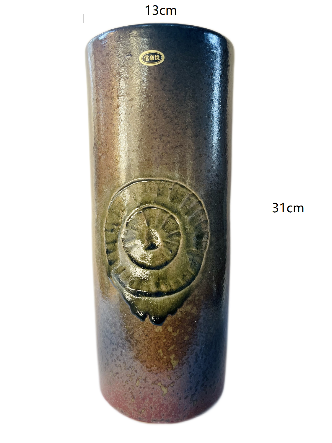 SP3023129 Shigaraki Yaki Deep Red Circle Handmade Cylindrical Vase 13*31cm