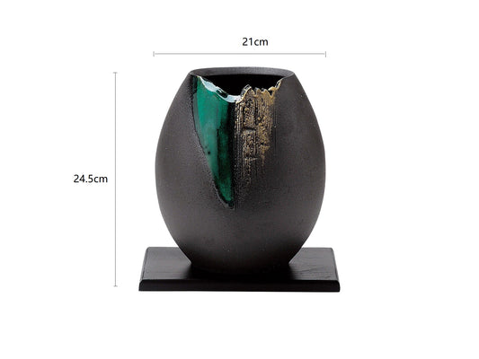 SP3023148 Green Glaze And Gold Color Handmade Vase 21*24.5cm
