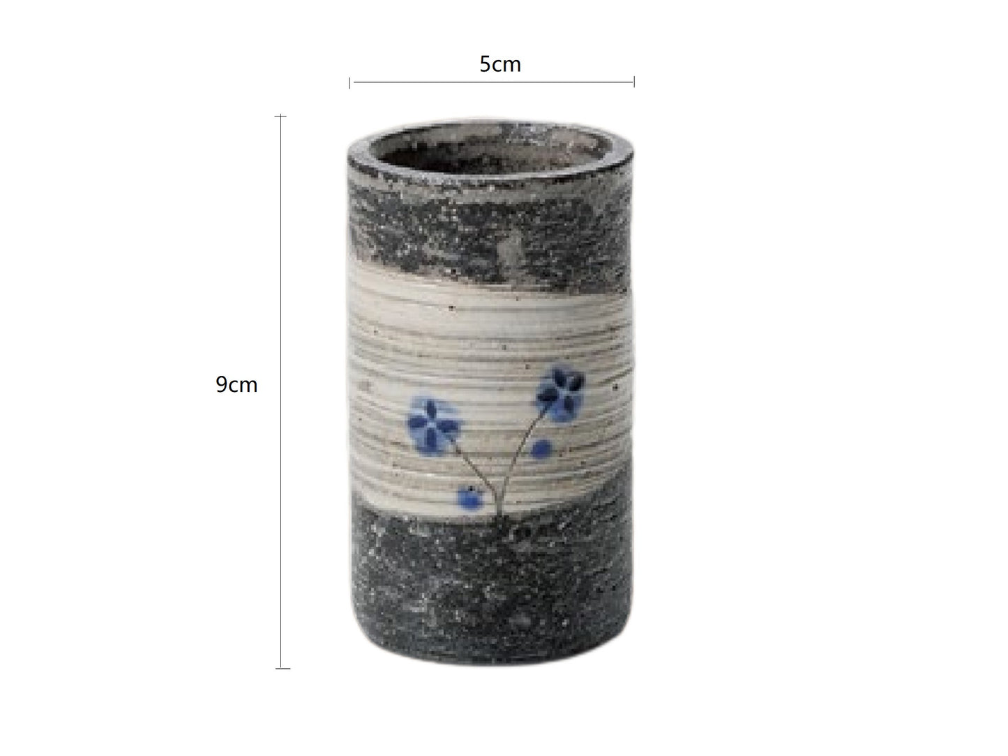 SP3023152 Blue Flowers And White Background Handmade Vase 5*9cm