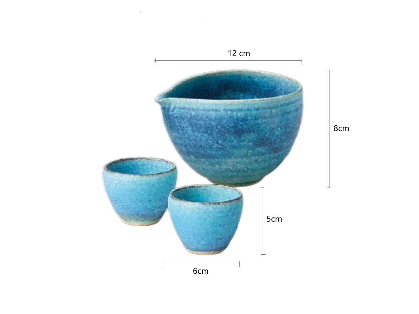 SP3023167 Blue Handmade One Pot 12*10*8cm Two Cups 6*5cm Set