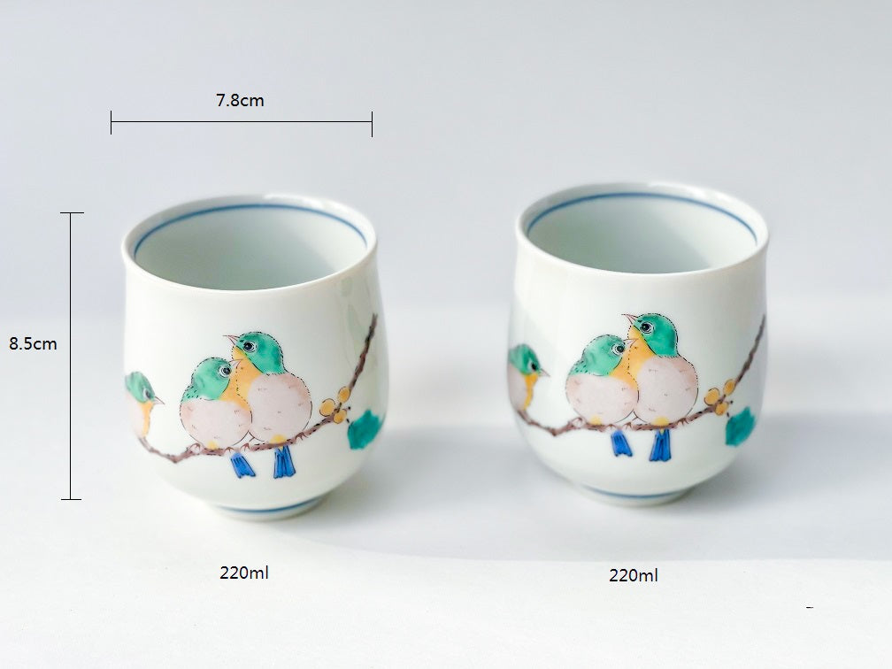2023004/2023005 Kutani-Ware Green Bird One Teapot 350ml Two Teacups 220ml