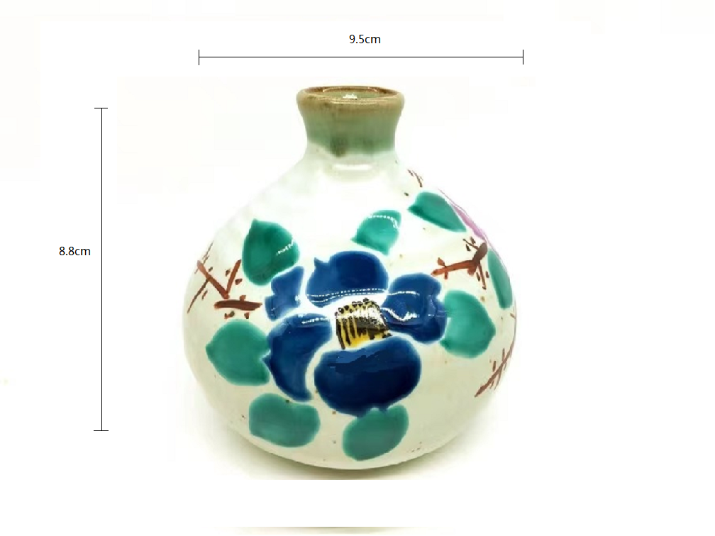 2023032 Kutani-Ware No.3 Blue And Pink Vase 9.5*8.8cm