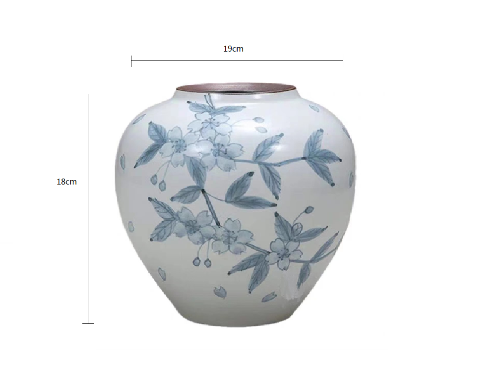 2023035 Kutani-Ware No.6 Sakura Blossoms Scattered Vase 19*18cm