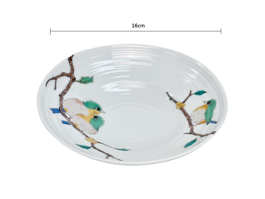 2023026 Kutani-Ware No.5 16cm Green Bird Deep Plate